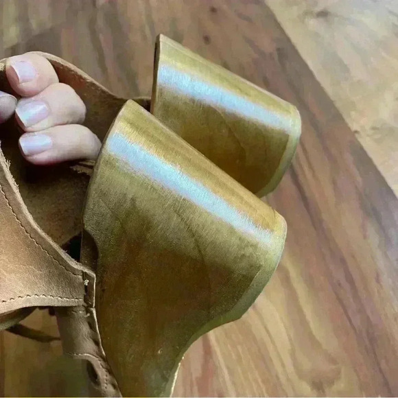 No.6 Tan Lace Up Corset Wedge Clogs 40 - Picture 3 of 6